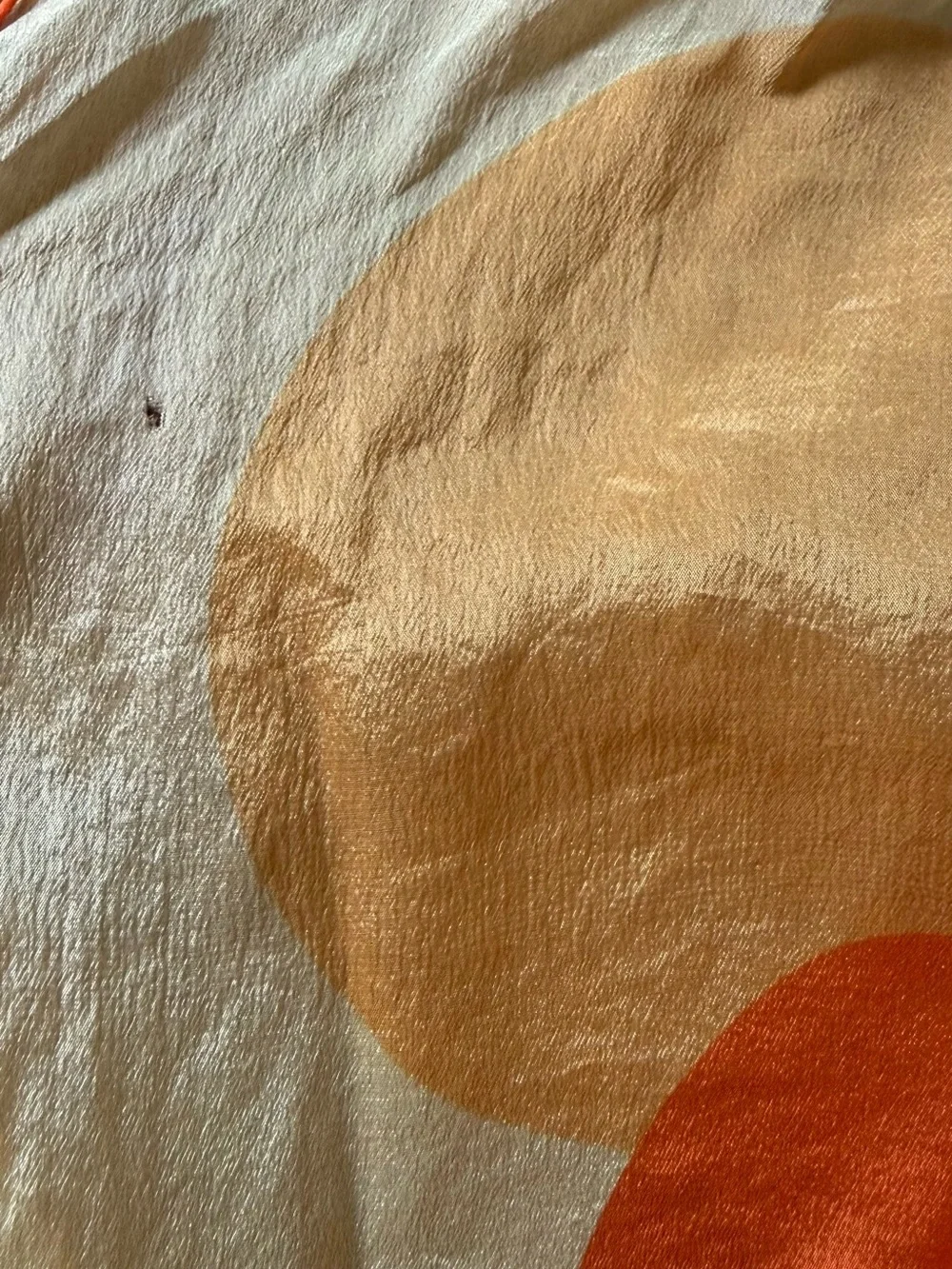 Vibrant Vintage Silk Orange & Cream Polka Dot Water Repellent Scarf